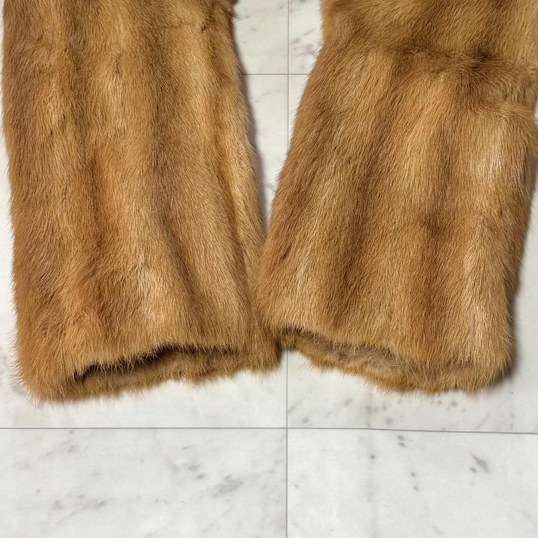 EMBA 毛皮コート ミンクファー ストライプ キャメル