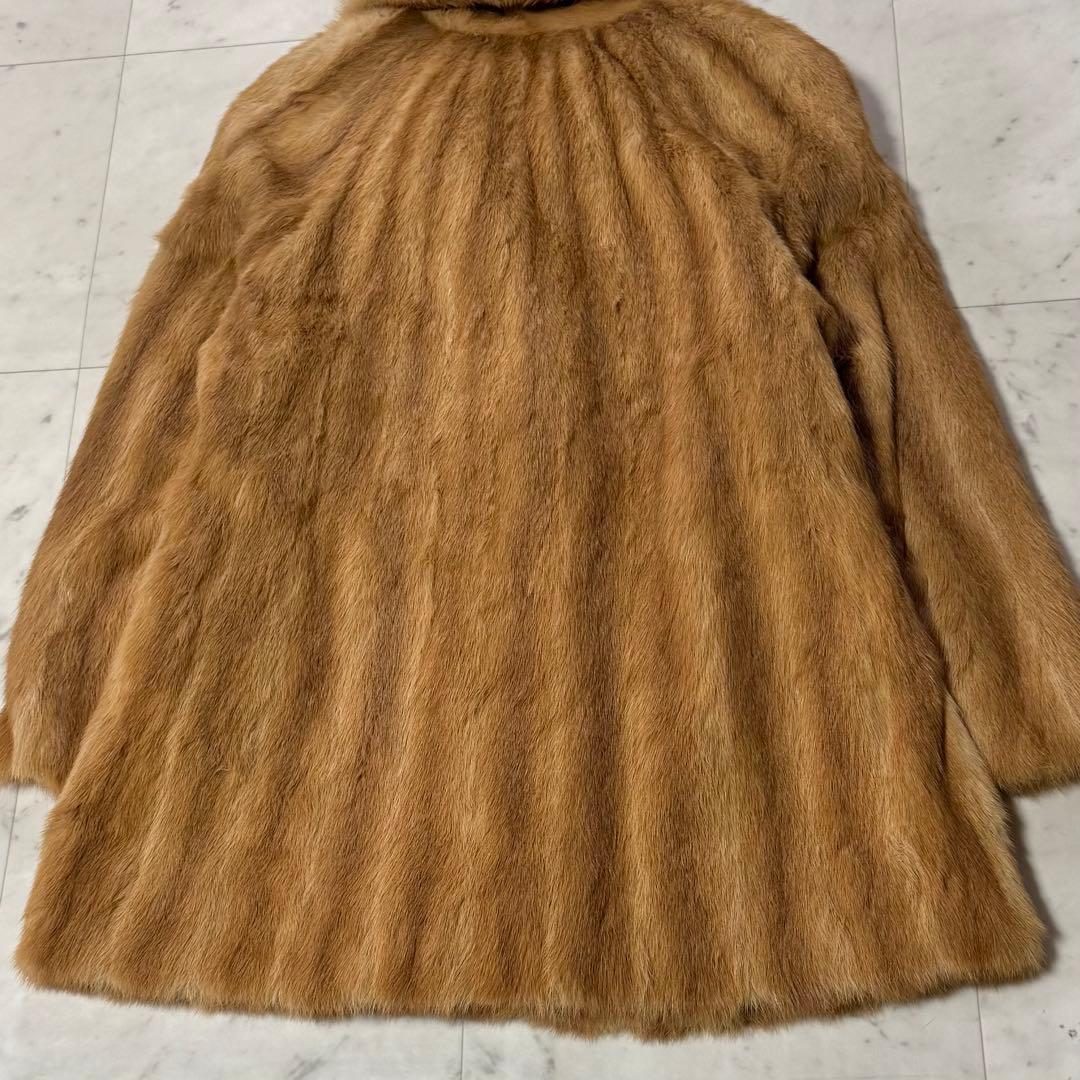 EMBA 毛皮コート ミンクファー ストライプ キャメル