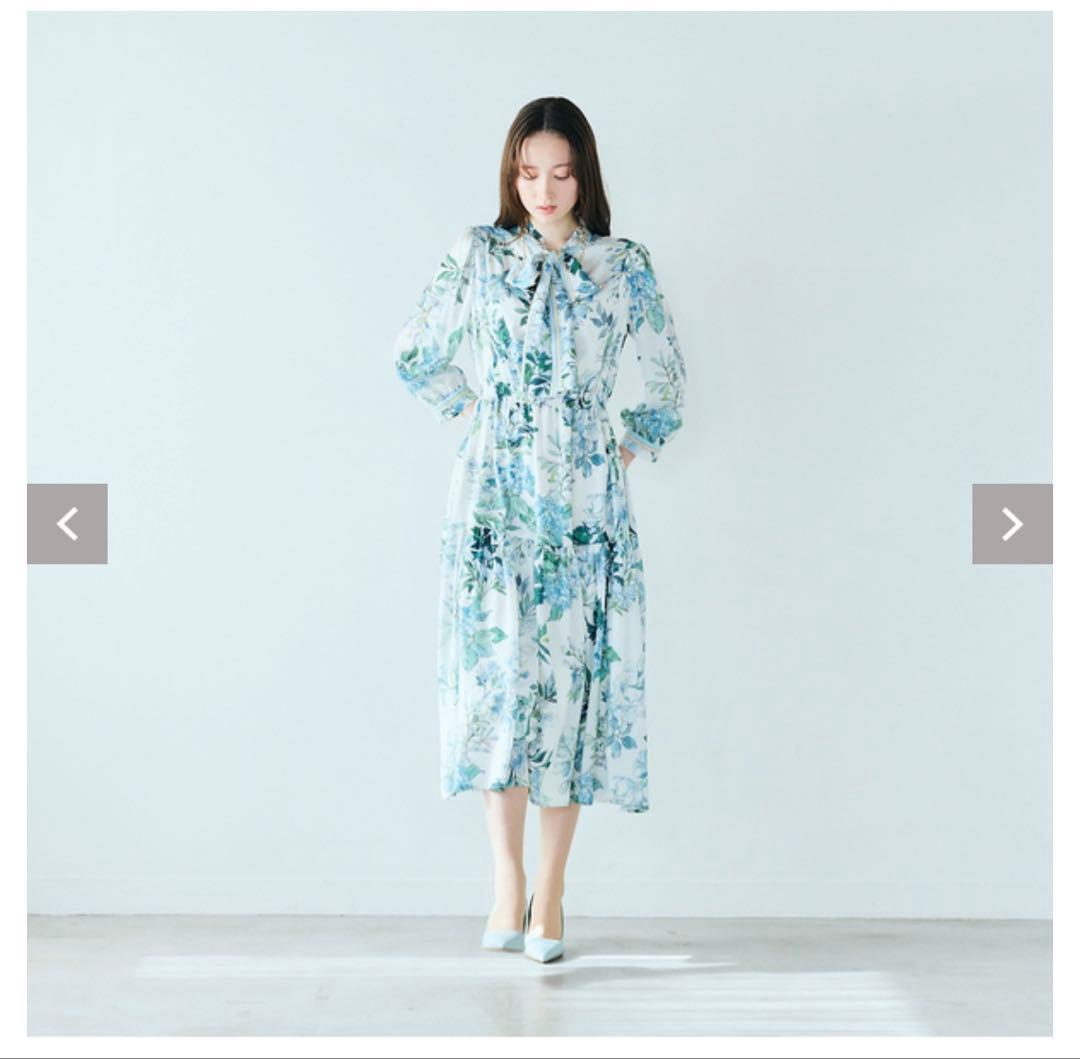 オーディアミューズ　アジサイプリントワンピース