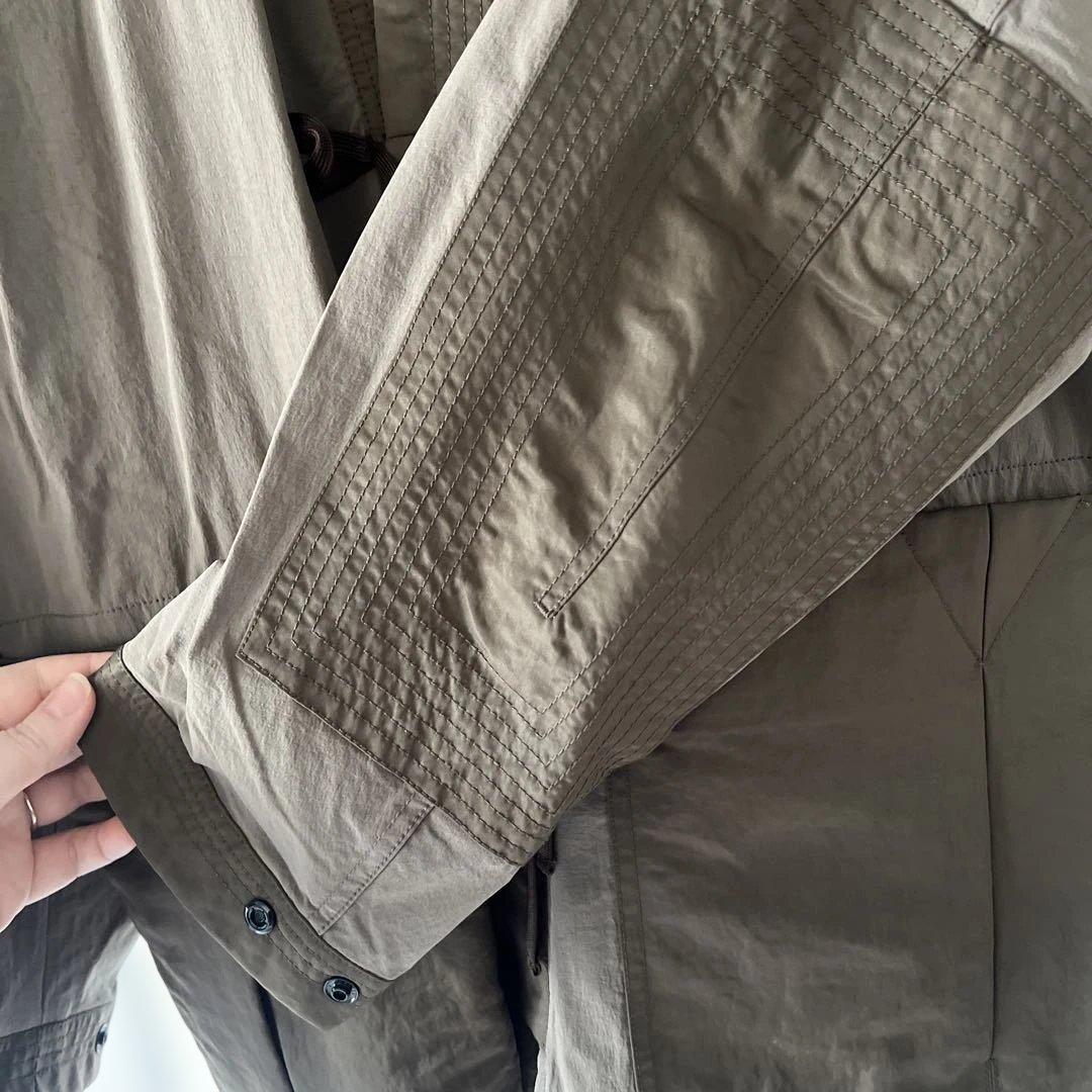 norbit ノーカラー羽織ジャケット ブラウンカーキ