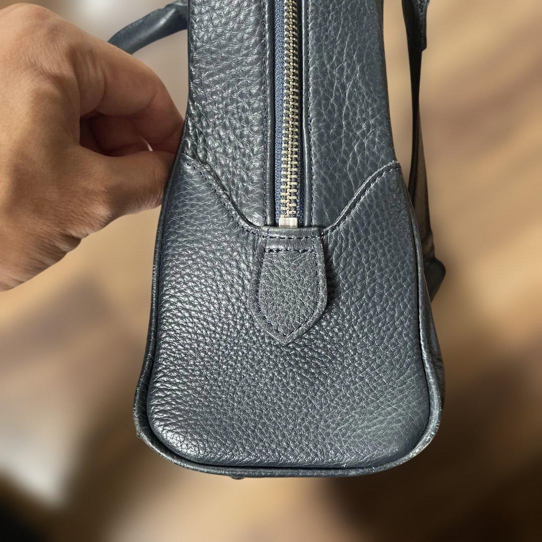 ロマの日常様　暗い　ネイビー　レザー ビジネスバッグ　pelle morbida