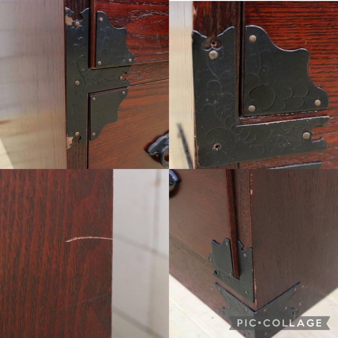 GMFK770○民芸家具 欅材 整理箪笥 時代箪笥 4段チェスト 鉄金具 和家具