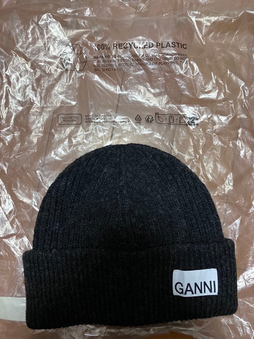 帽子 GANNI Light Structured Rib Knit Beanie