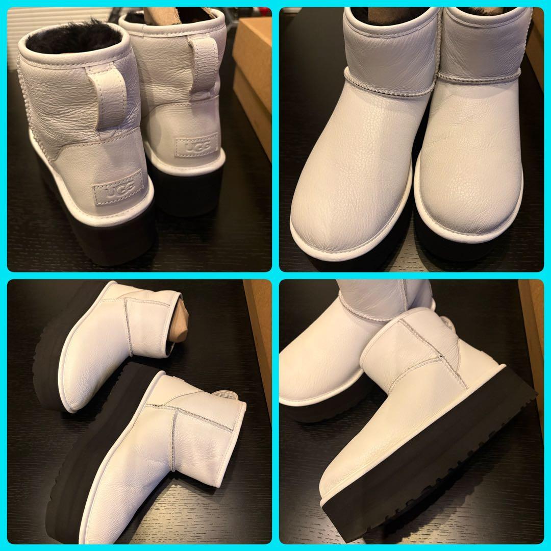 美品　UGG Classic Mini Platform ブーツ 8 ホワイト