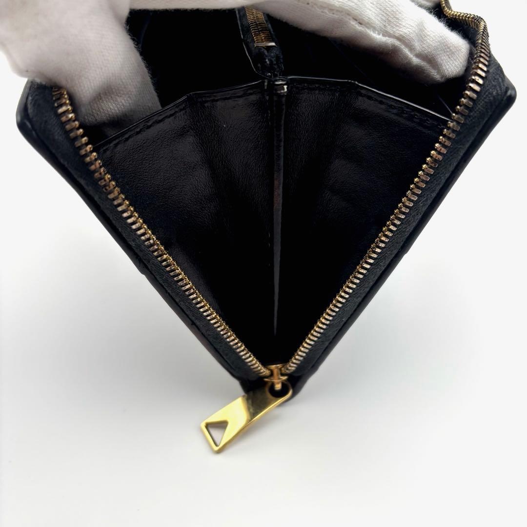 Bottegaveneta ブラックレザー長財布 ゴールド