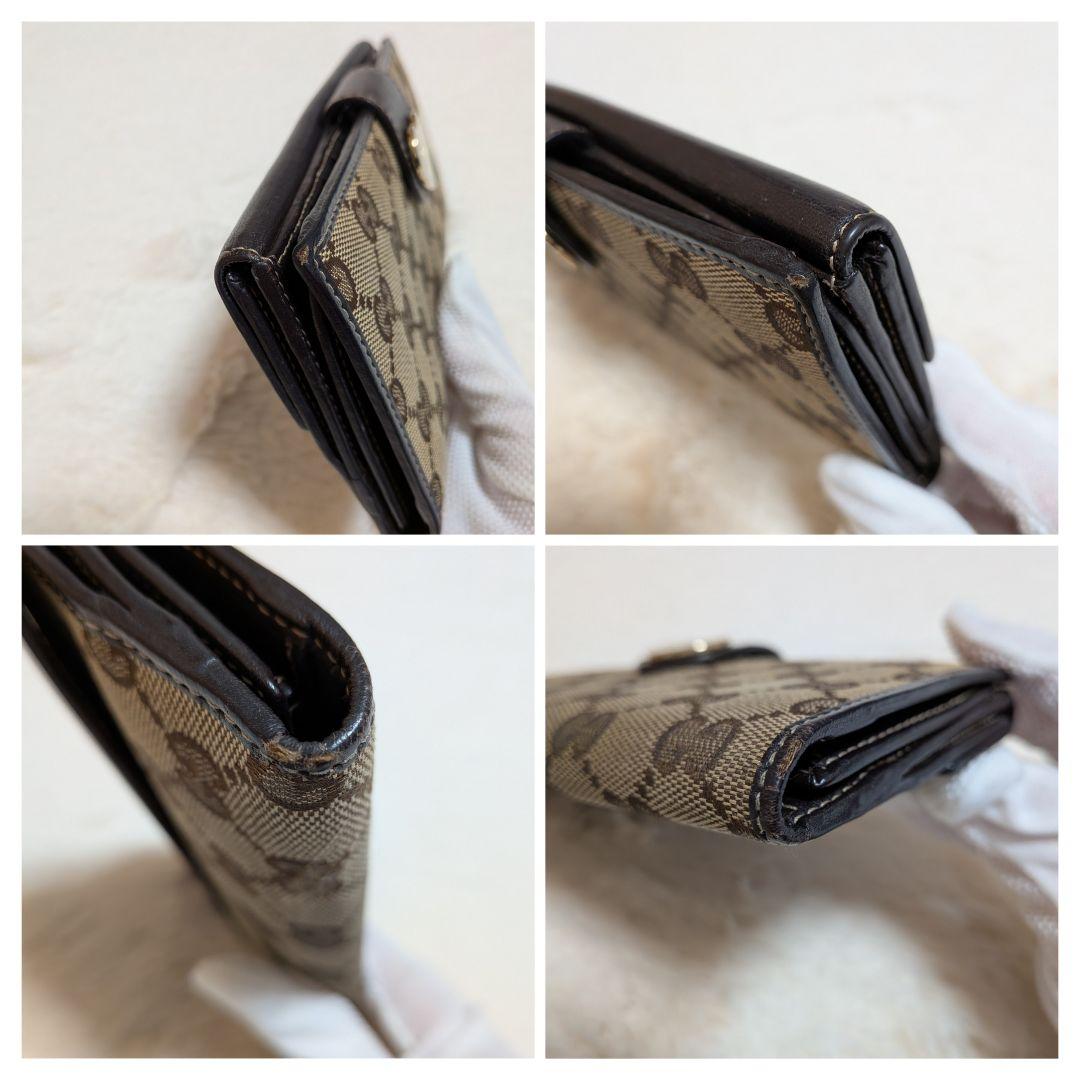 美品✨️グッチ 長財布 ラブリーハート GGキャンバス 濃茶 人気定番