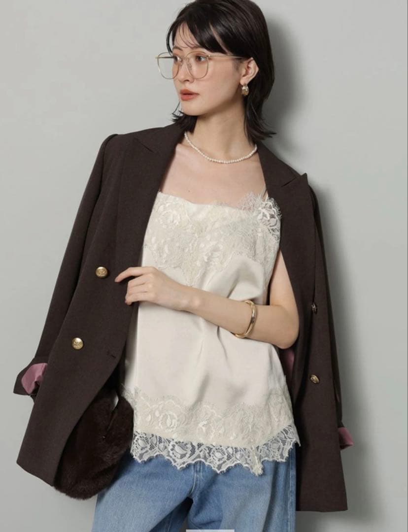 レースサテンキャミ