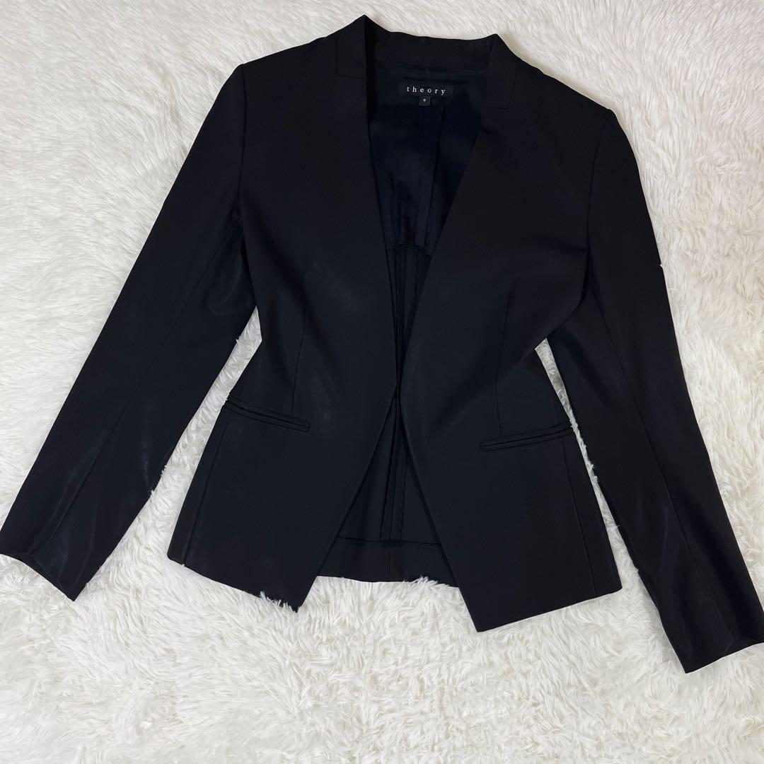 セオリー セットアップ LANAI ノーカラージャケット スカート 黒 0 2