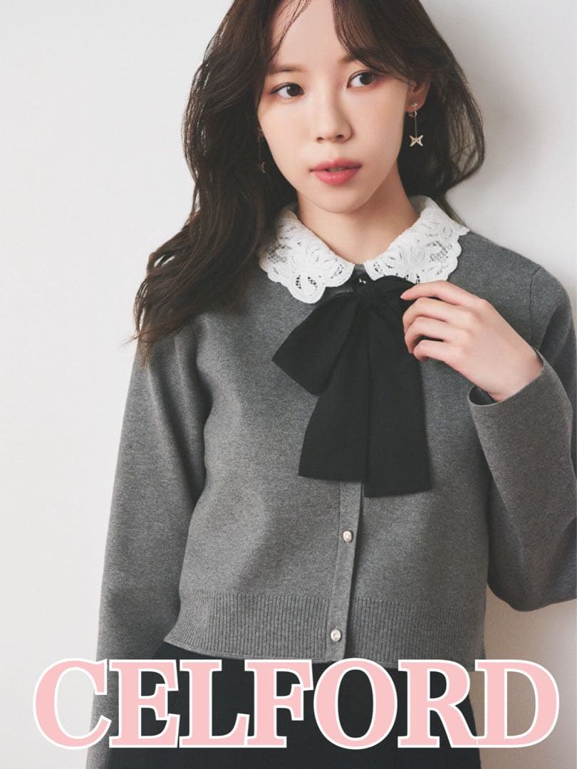 セルフォード 【WEB限定】デタッチャブルレースカラーカーディガン　CGRY