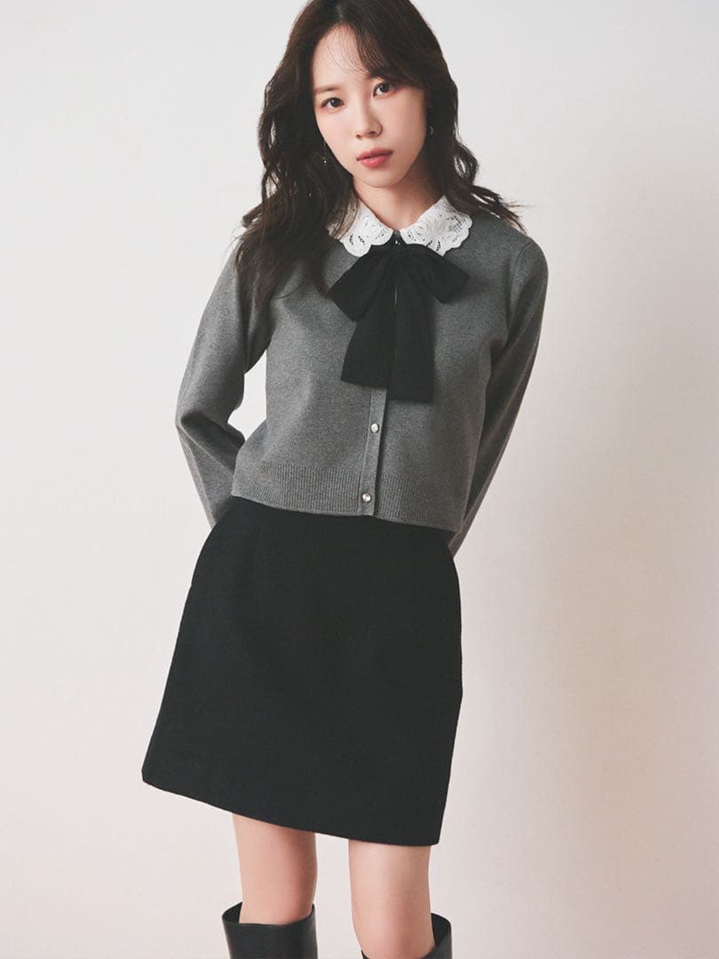 セルフォード 【WEB限定】デタッチャブルレースカラーカーディガン　CGRY