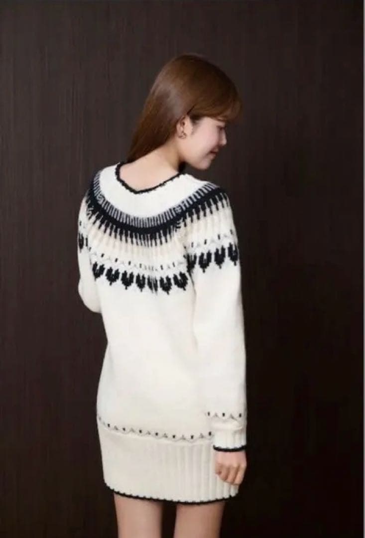 ワンピース Heart Fair Isle Knit Mini Dress M
