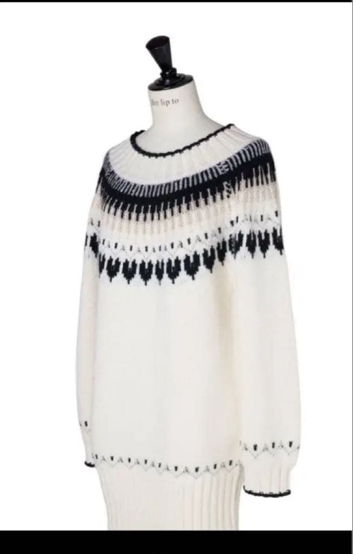 ワンピース Heart Fair Isle Knit Mini Dress M