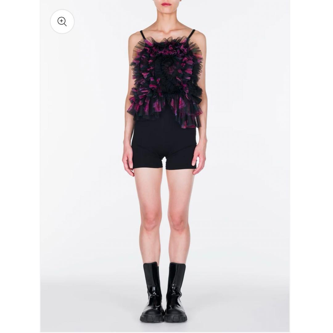 試着のみ VIVIANO Tulle Ruffle Cami Top チュール