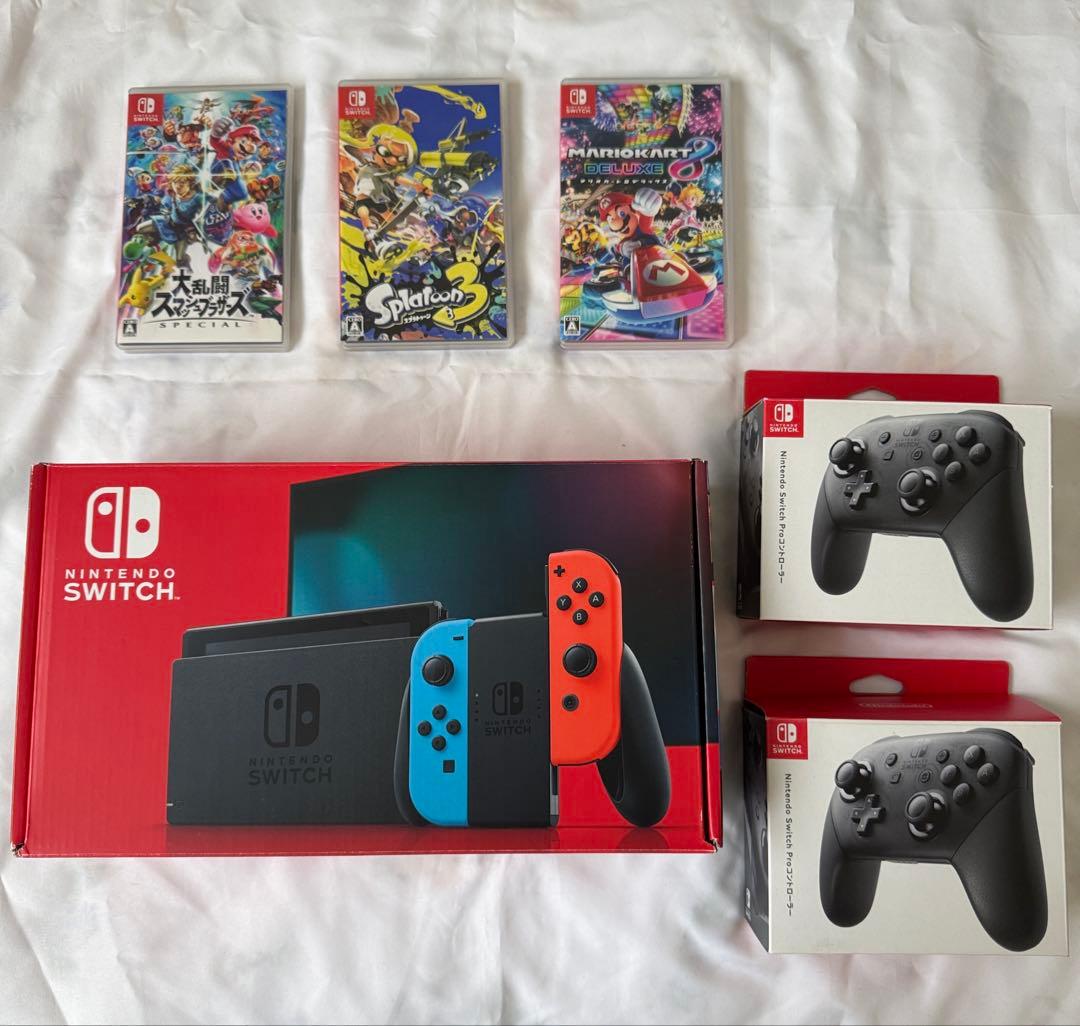 ニンテンドースイッチ　本体　カセット3つセット　プロコン2つセット