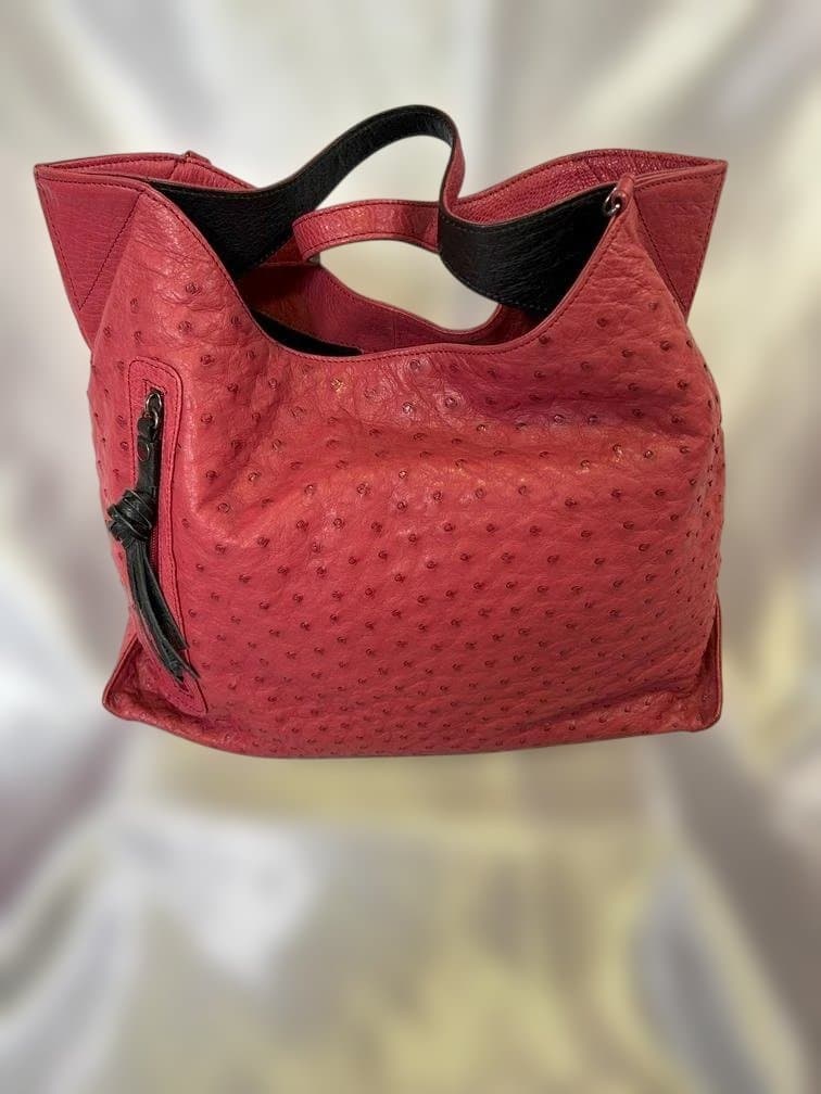 オーストリッチ バッグ 　ショルダー用ベルト付き　財布　3点セット