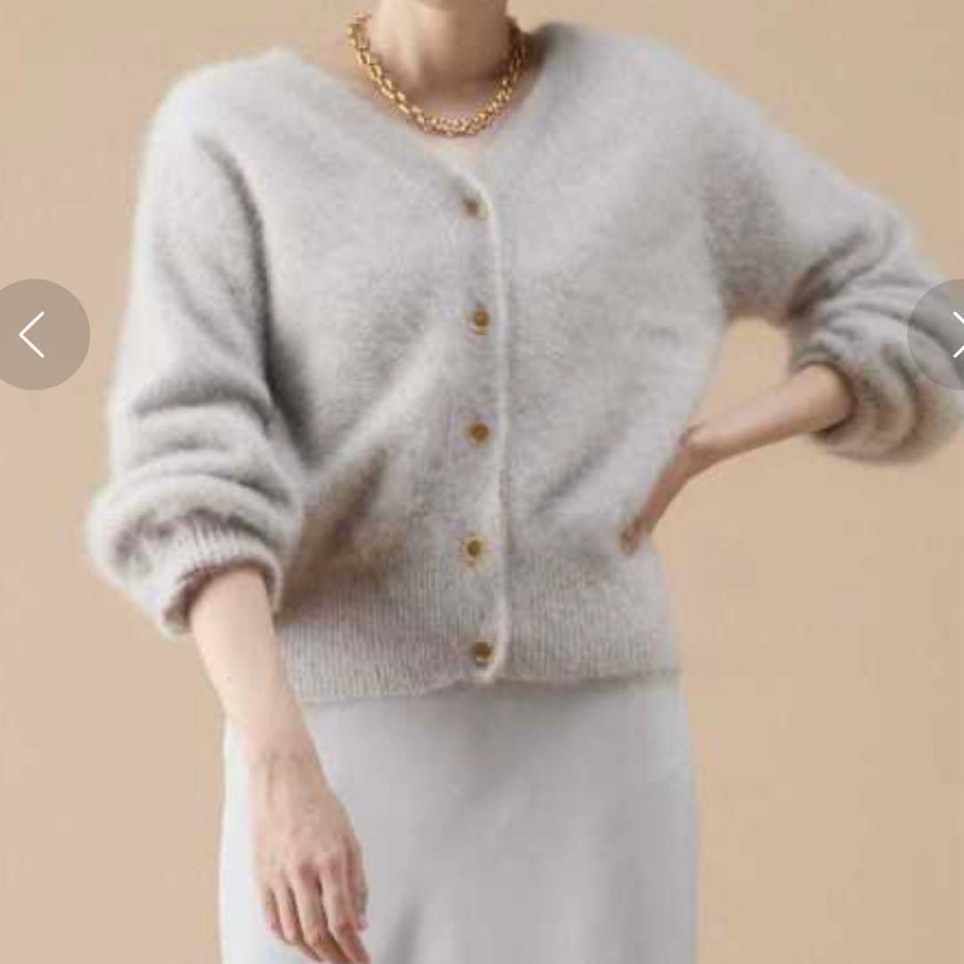 美品　マルティニークFOX2WAYカーディガン　ライトグレー　フォックスカシミア