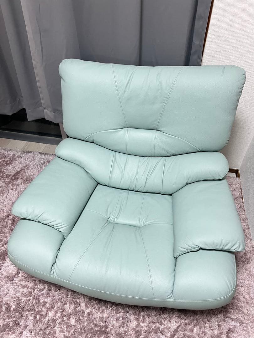 ミントグリーン リクライニング 1人掛け回転ソファ
