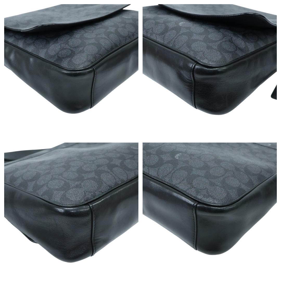 良品 COACH コーチ メッセンジャーバッグ PVC シグネチャー ブラック