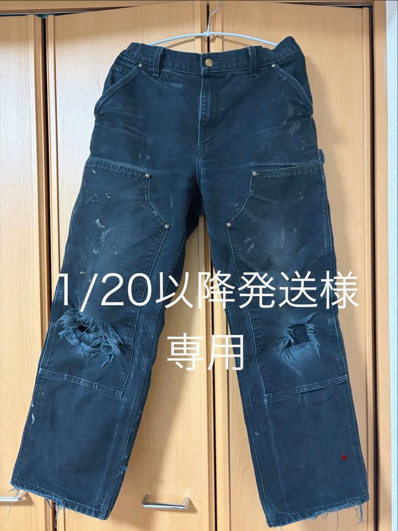 Carhartt ペインターパンツ 黒 ダメージ加工
