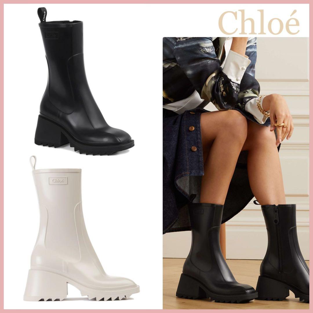 Chloé bettyラバー レインブーツ ブラウン系 38
