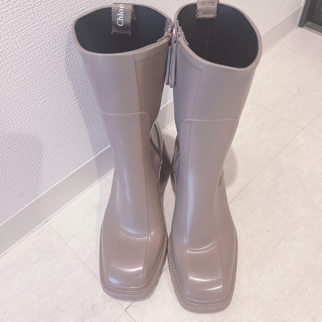 Chloé bettyラバー レインブーツ ブラウン系 38