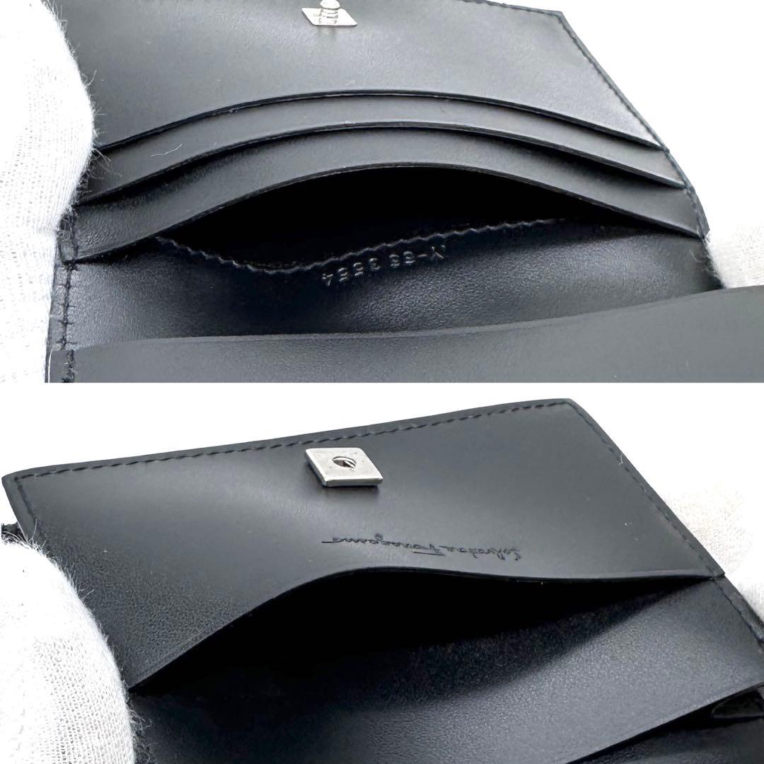 美品✨フェラガモ ガンチーニ エンボスレザー 名刺入れ カードケース ブラック