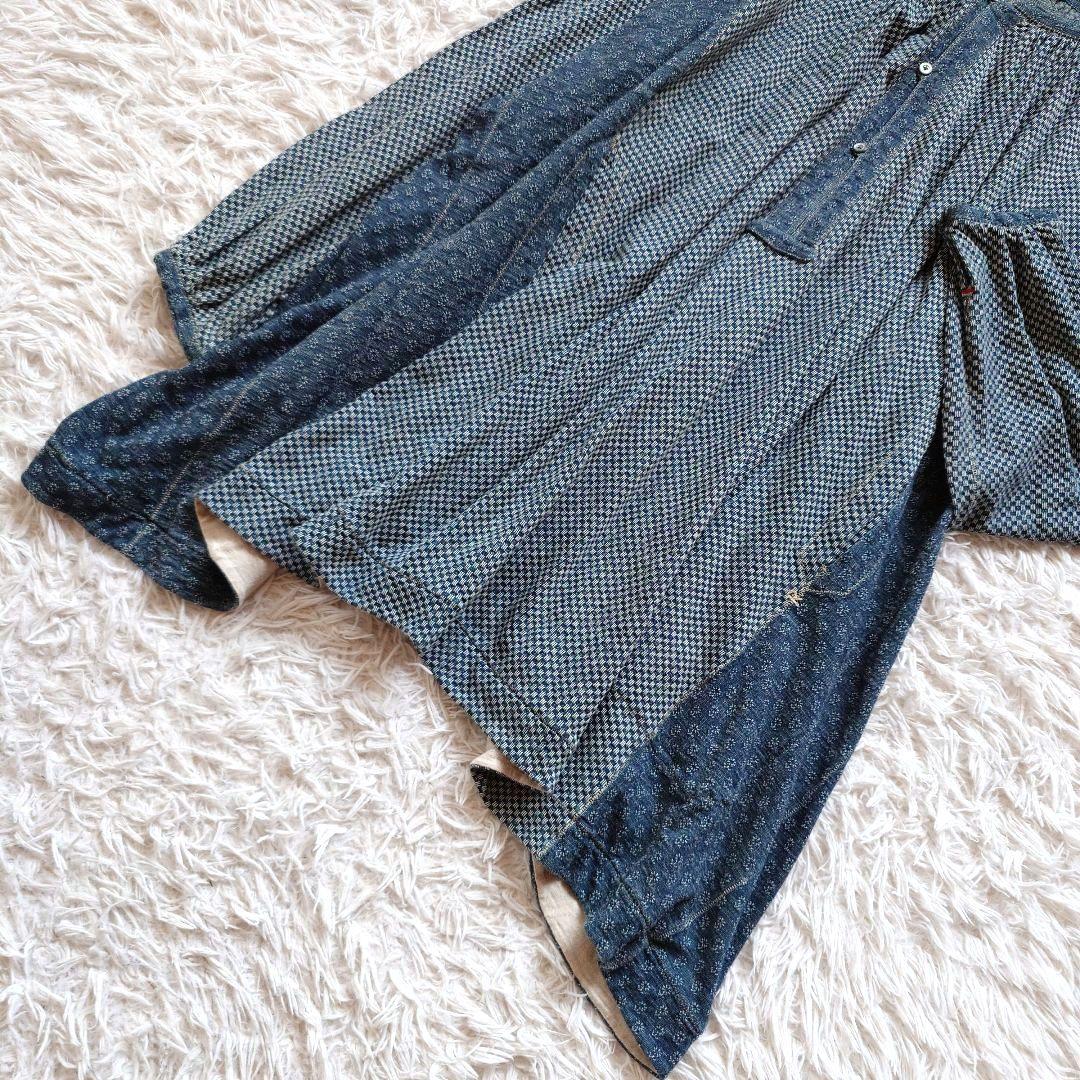 希少　45R　お祭り限定　パッチワーク　インディゴ　プルオーバー　リネン　刺繍