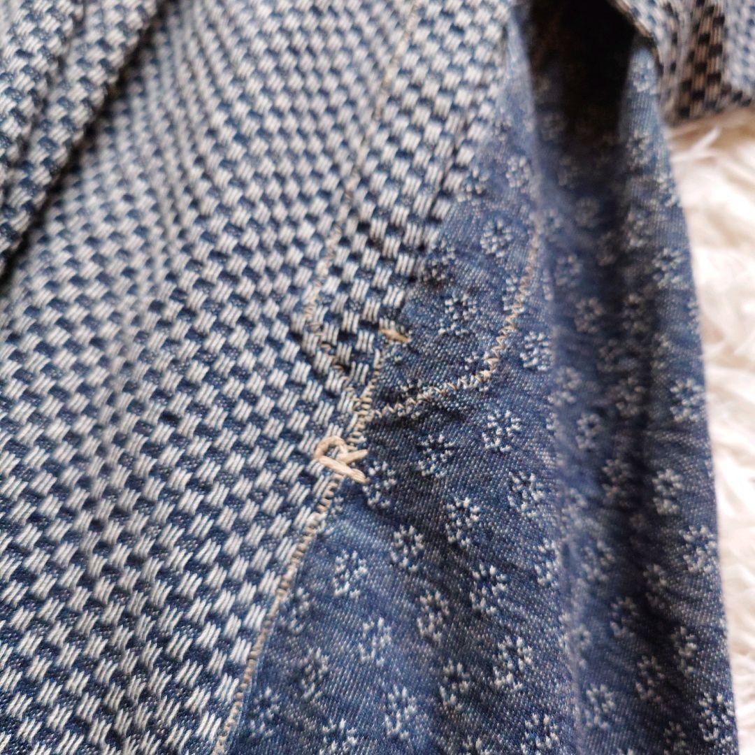 希少　45R　お祭り限定　パッチワーク　インディゴ　プルオーバー　リネン　刺繍