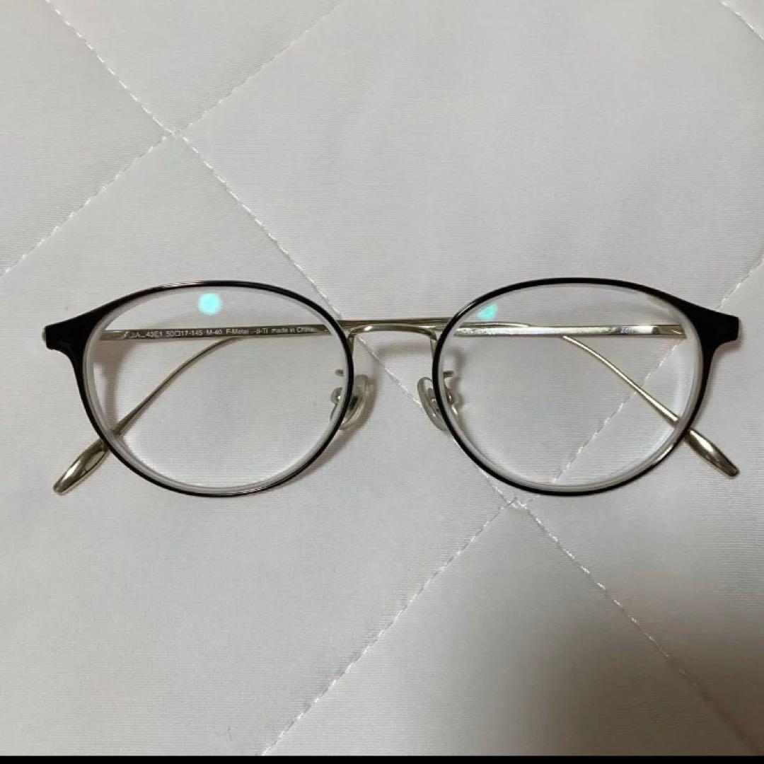 ゾフ　レトロ系　メガネ　黒　度入り