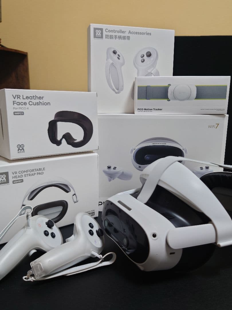 PICO4 Ultra＋足用MotionTracker＋AMVR製アクセサリ3点