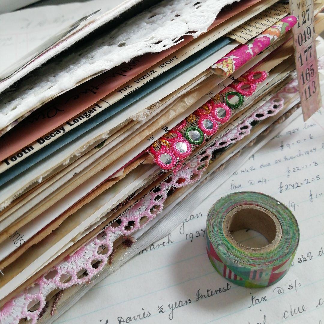 vintage pinkジャンクジャーナル　雑記帳　ヴィンテージ　お花と子ども