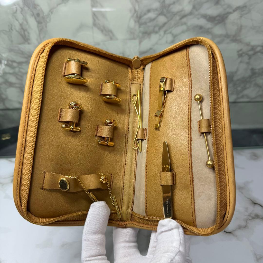 90s クリスチャンディオール ネクタイピン カフス ポーチ レザー 本革