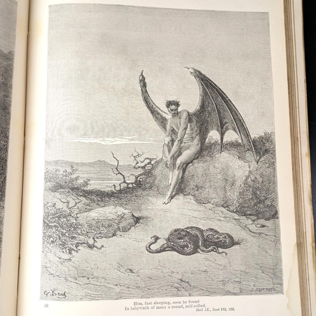 1899年頃 ギュスターブ・ドレの傑作大型挿画本 叙事詩「失楽園」120年前