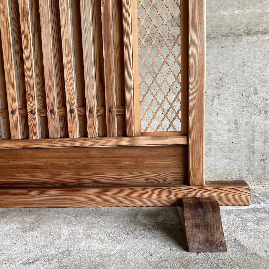 衝立 仕切り パーテーション 木製 彫刻 透かし彫 格子 松 和風 大型 レトロ