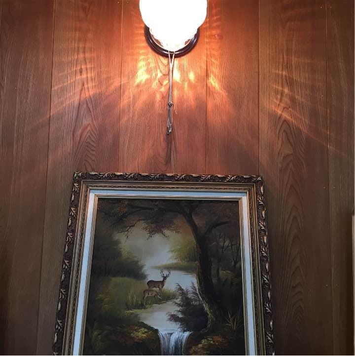 シカの親子 絵画 　アート　インテリア　元大道芸のフランス人より