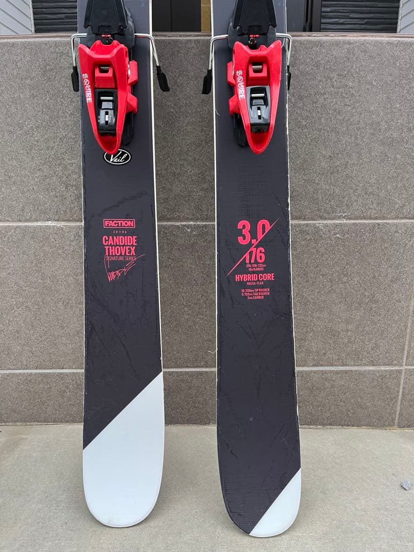 FACTION スキー板 黒 赤 アルパインビンディング付き