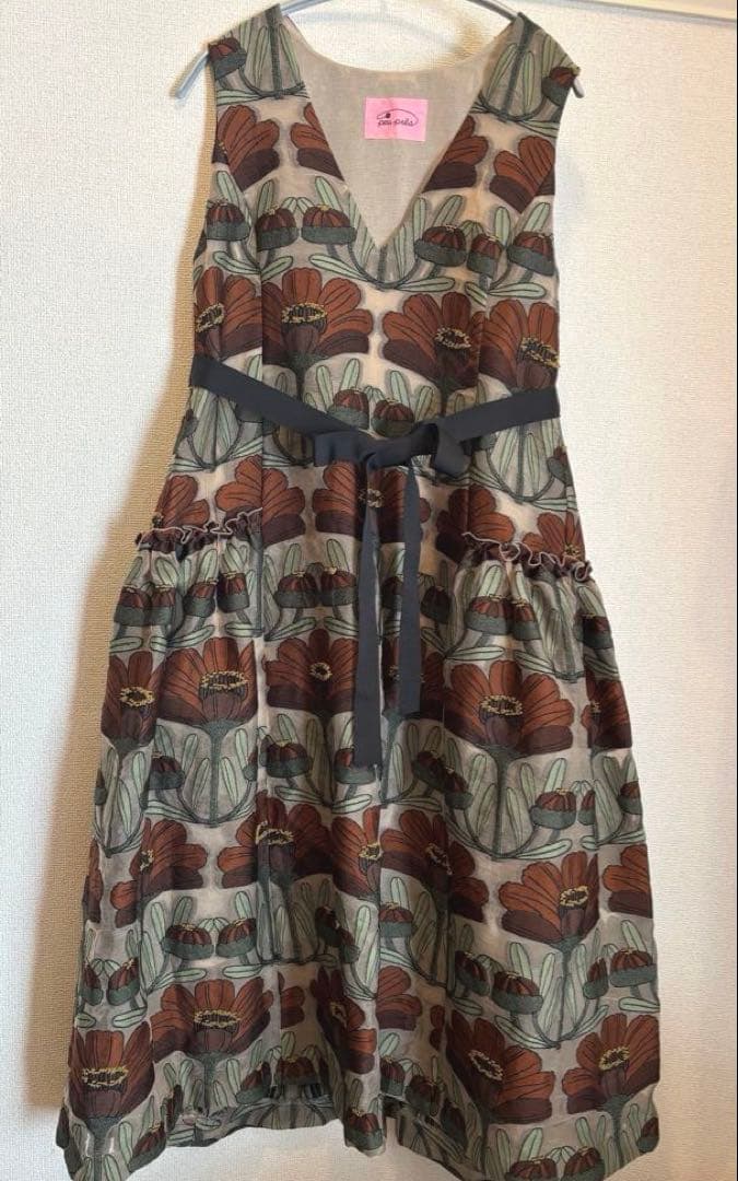 プープレ　チョコレートコスモスジャガードワンピース　peu pres