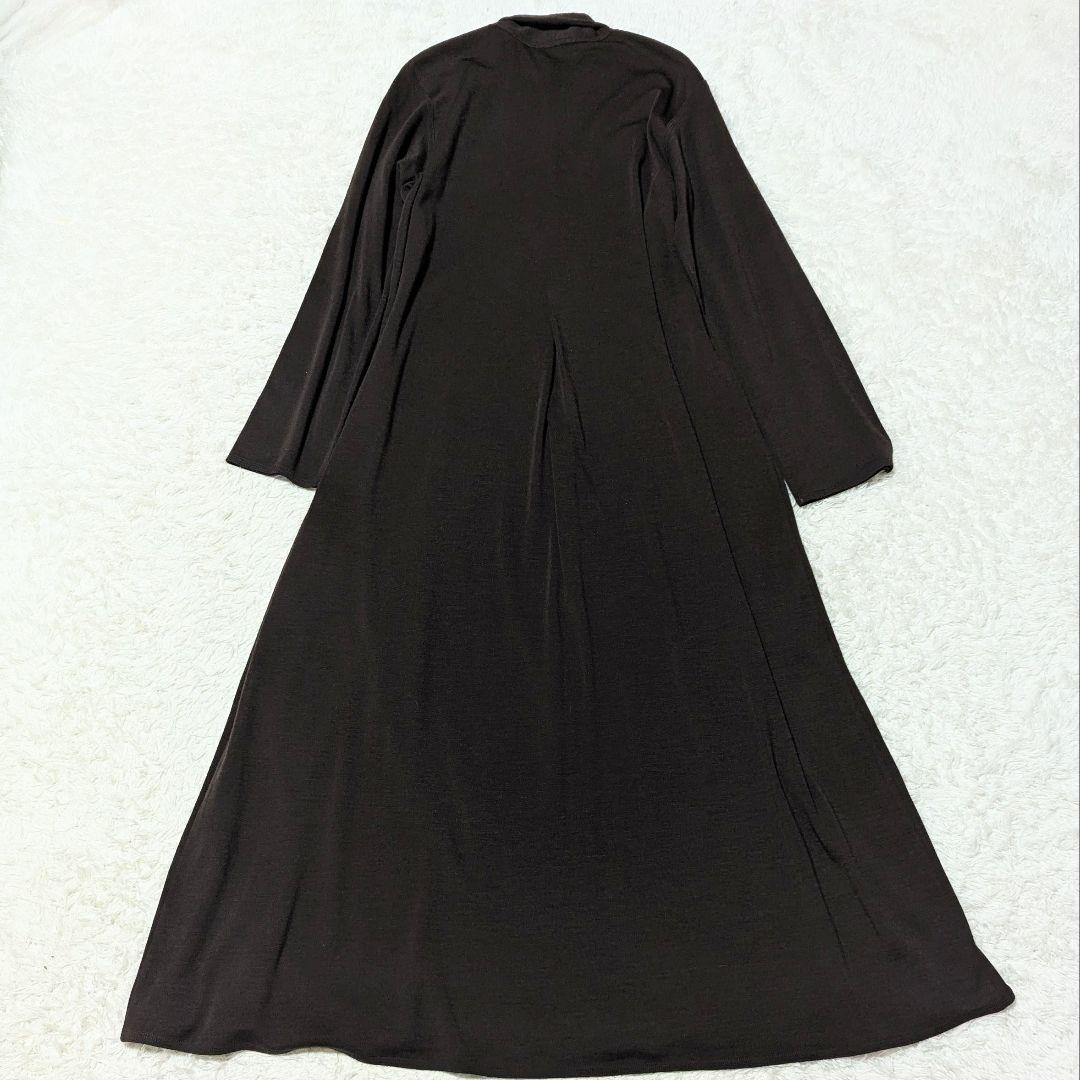 極美品◎ヨーガンレール マキシ丈ワンピース ゆったり Vネック M ブラウン 茶