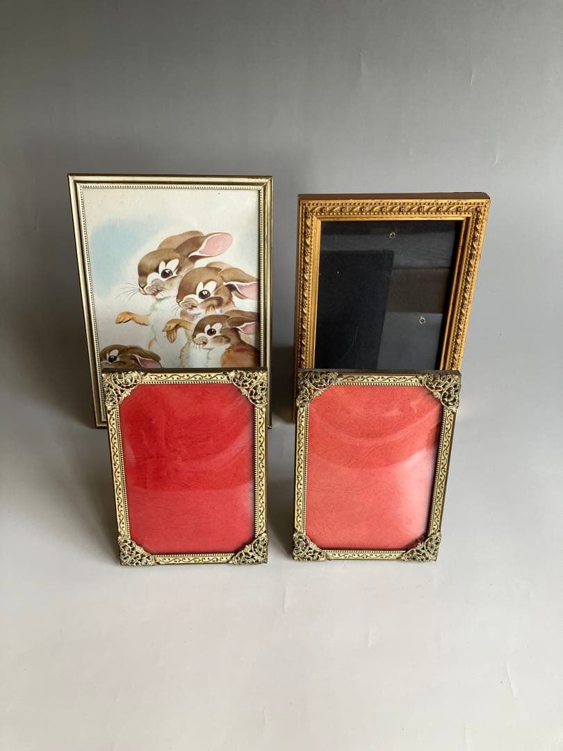 北欧ヴィンテージ　フォトフレーム４点セット　湾曲ガラス　凸ガラス　デンマーク