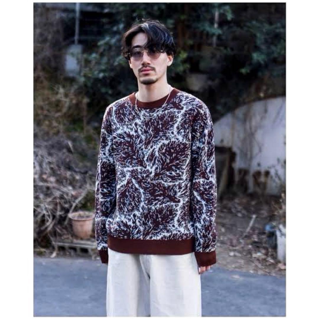 H*m様 tenderloin ウルフ 狼 ニット セーター 総柄 ウルフ柄 薄