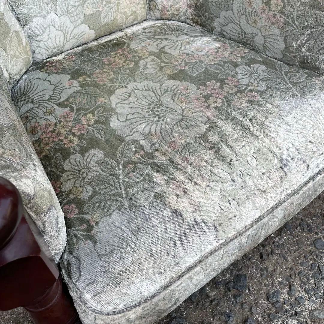 ③ カリモク 1人掛けソファ シングルソファ 花柄　金華山　アンティーク