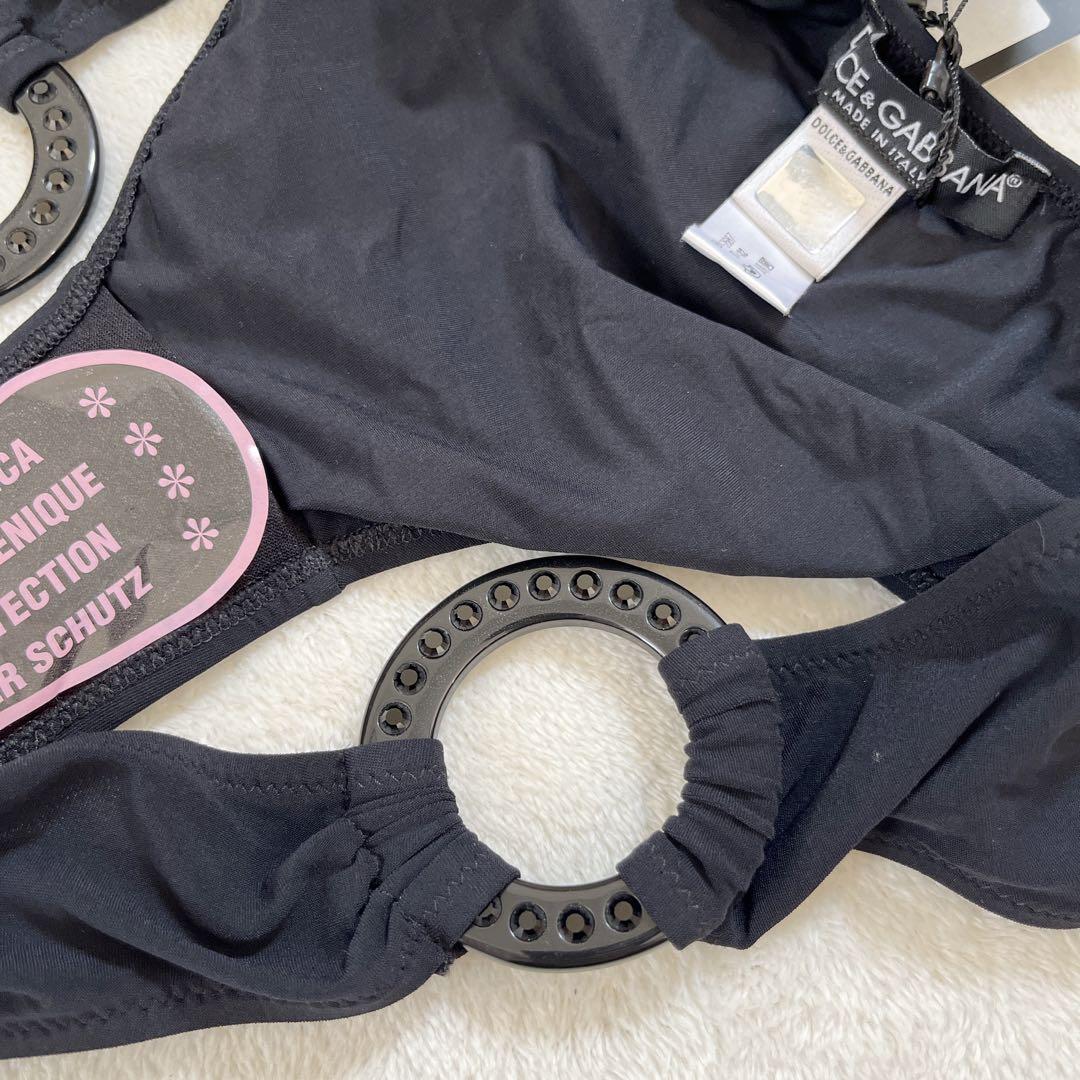 新品タグ付きD&G ドルチェ&ガッバーナ 黒　ビキニ 水着　セパレート　S M