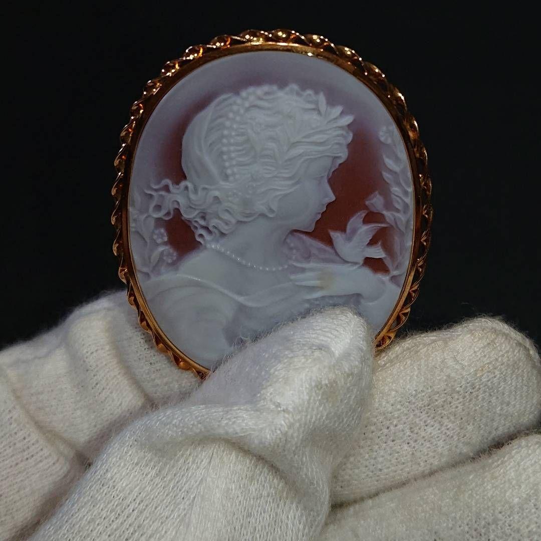 【処分価格☆】カメオ 手彫り K18枠 ブローチ ペンダントトップ 美品