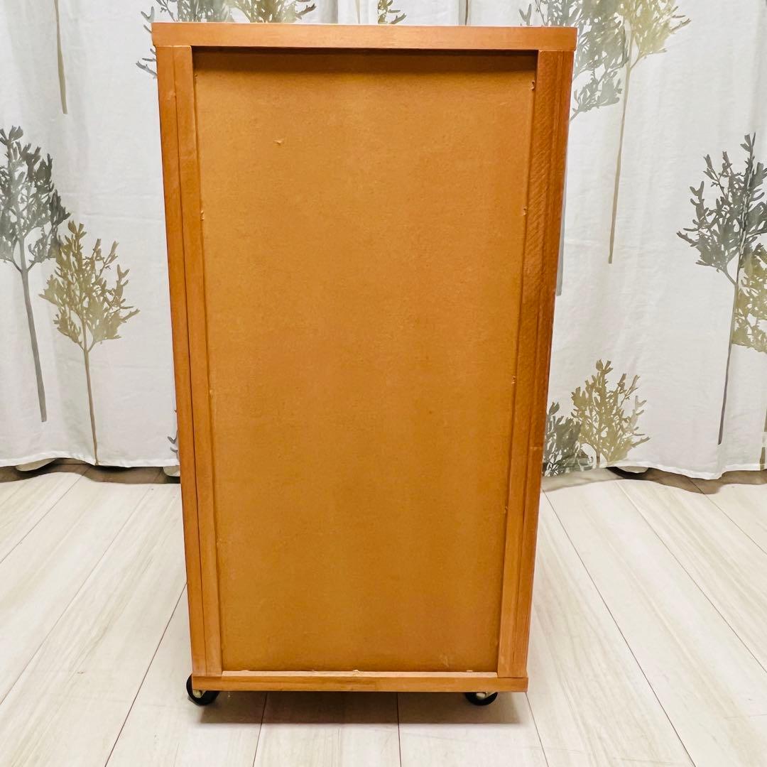 アンティーク調 木製多段チェスト（4段/キャスター付）天然木 道具入れ 書類棚