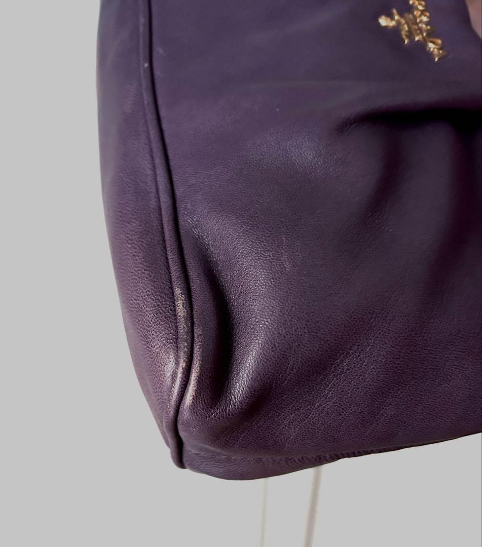 PRADA パープル レザー ハンドバッグ