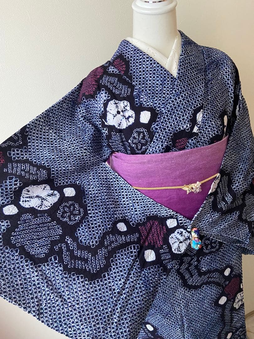 ◻️ メルりんご様◻️有松鳴海絞り浴衣　裄67 身丈160