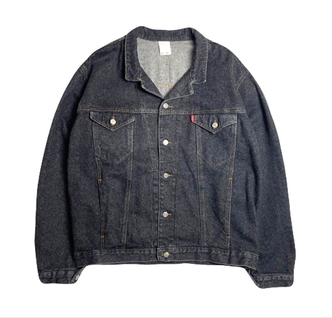80s スペイン製 ブラック デニムジャケット 先染めブラック ヴィンテージ