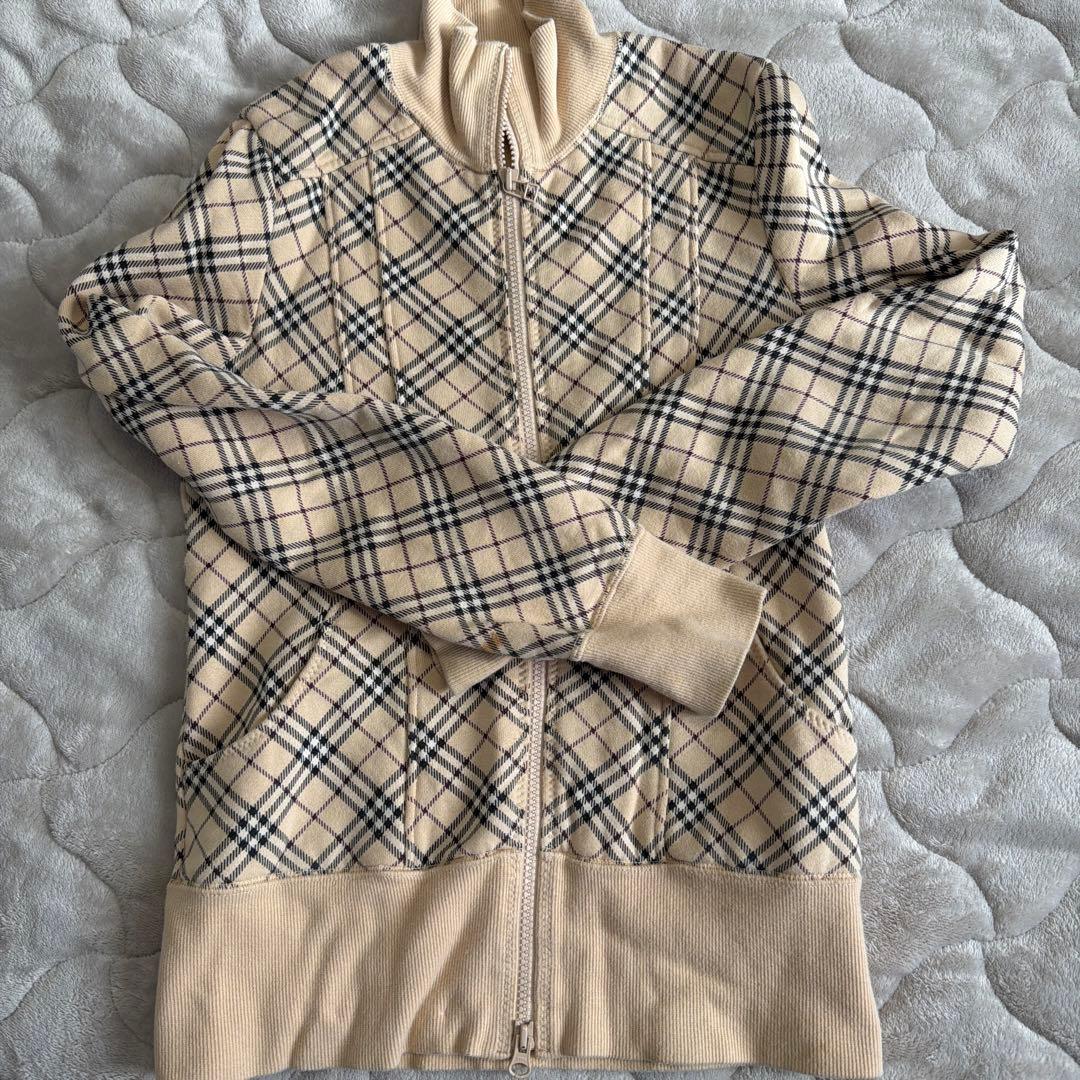 バーバリーブルーレーベル ベージュ チェック柄 ジップアップ ブルゾン 38