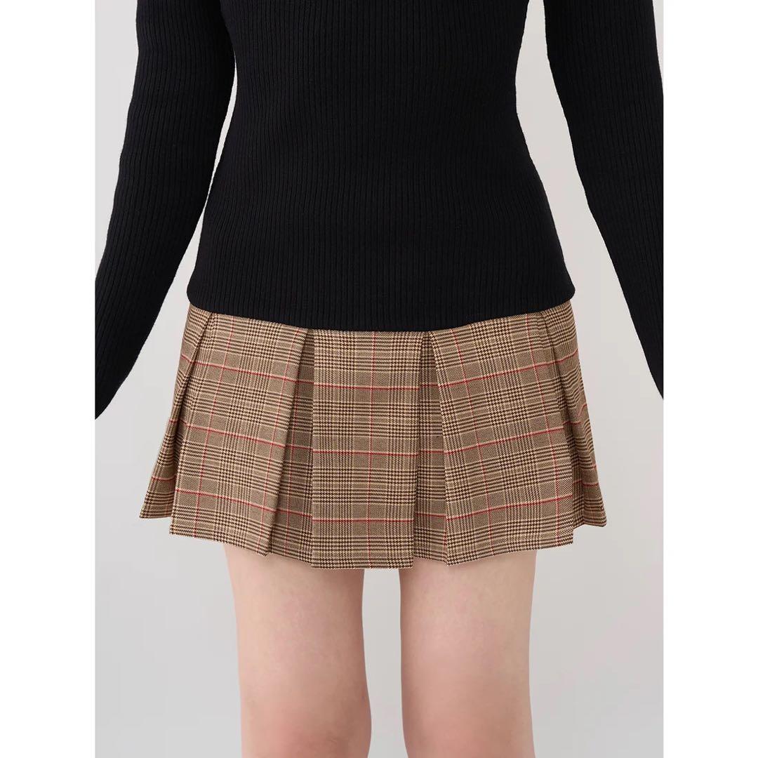 新品タグ付 ダーリッチ ポイントチェックニットミニワンピース フリー ブラック