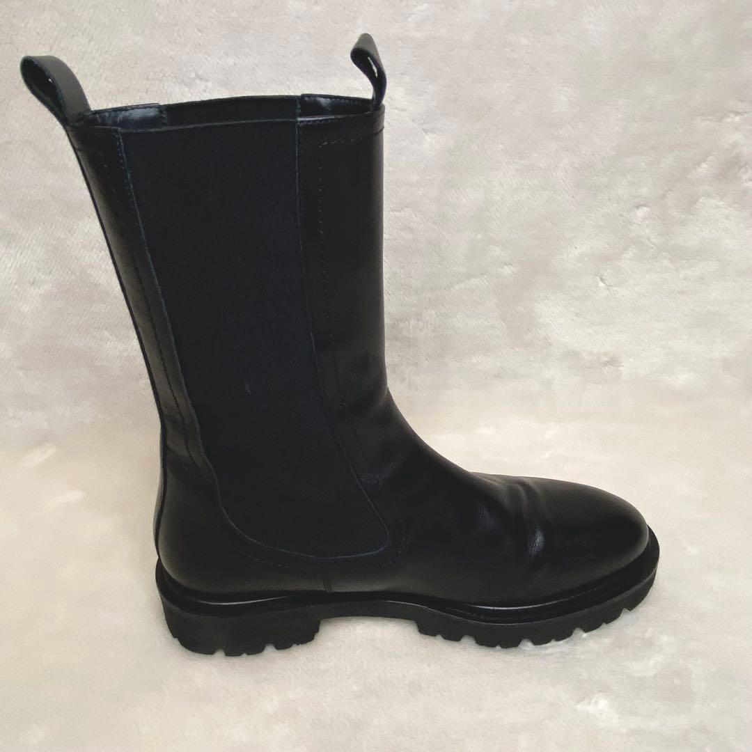 パスクッチ イエナ別注 サイドゴアブーツ 37 厚底 本革 軽量 黒